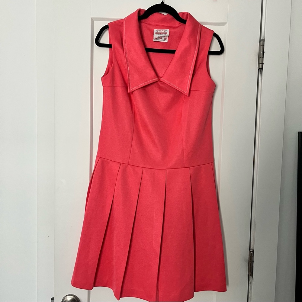 Vintage St. Michael Crimplene Pleated Dress